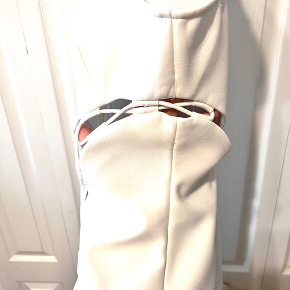 Kendall & Kylie-Lace Up Drawstring-Small-Sleeveless-Cut Outs-Stretch-White-Zip - Picture 7 of 16